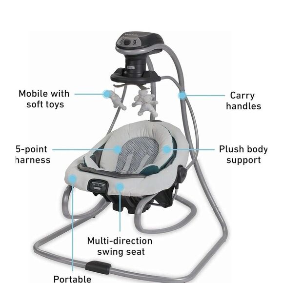 Graco DuetSoothe Swing and Rocker with Removable Swing Seat 6 Speeds for Infant - Picture 2 of 8